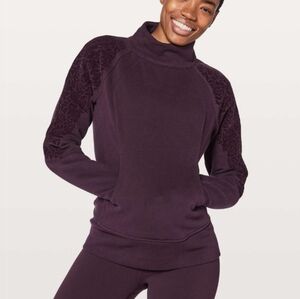 Lululemon Athletica Floral Flock Pullover Black Cherry Velvet Zip Up Pullover 12